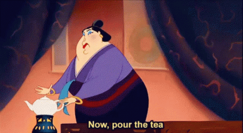 A woman pours tea, informing you that you should do the same.